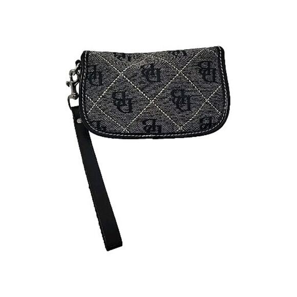 DOONEY & BOURKE Vintage Black Canvas Leather Wristlet Wallet‎ Pouch DB Signature - Picture 2 of 15